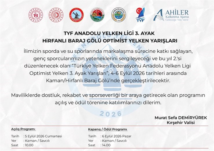 Kırşehir, Anadolu Yelken Ligi’ne Ev Sahipliği Yapıyor